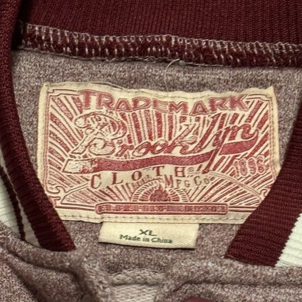Trademark Brooklyn Cloth Men's Varsity Baseball Jacket XL Burgundy EUC - Picture 2 of 3